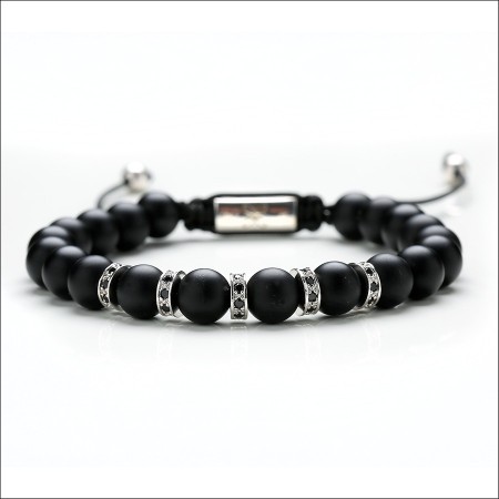 Tassel Armband schwarz matt schwarz Mann - MATTE SILVER