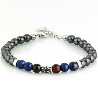 Bracciale Gerba uomo donna blu nero marrone con catenina - MARTIN