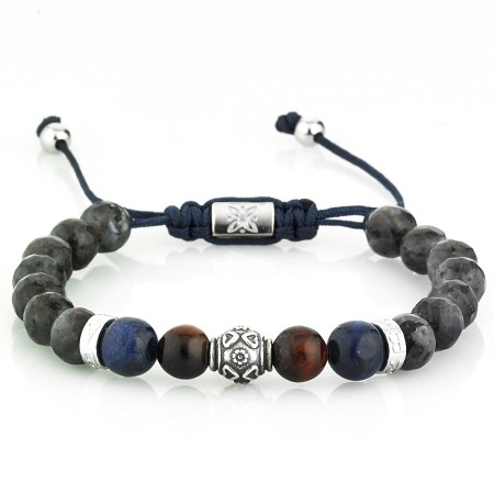 Bracciale Gerba uomo donna grigio con cordino e argento - MYLOS