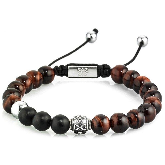 Black and brown lanyard with black lanyard bracelet - BLACK TIGER