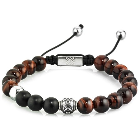 Black and brown lanyard with black lanyard bracelet - BLACK TIGER
