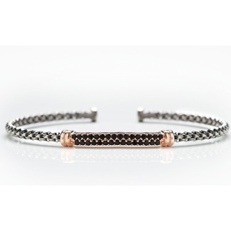 Strass silbernes Armband mit schwarzen Steinen - 3050ROSE '