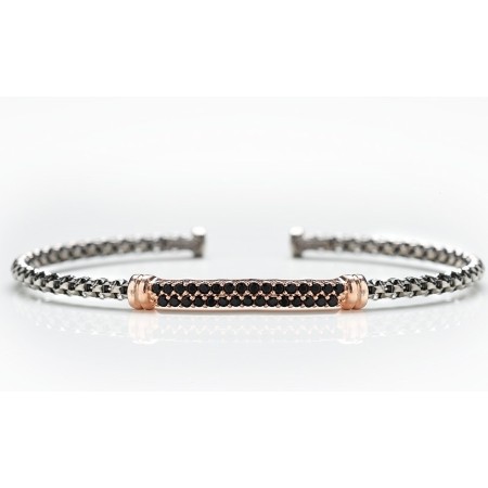 Strass silbernes Armband mit schwarzen Steinen - 3050ROSE '