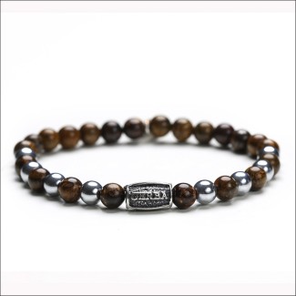Bracciale Gerba uomo donna marrone elastico - SILVER BROWN
