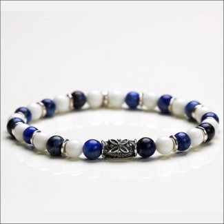 Bracciale Gerba uomo donna bianco e blu elastico - MARECHIARO