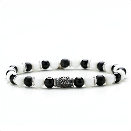 Bracciale Gerba uomo donna bianco e nero elastico - BLACK AND WHITE