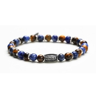 Bracciale Gerba uomo donna blu e marrone elastico - BLUE ISLAND