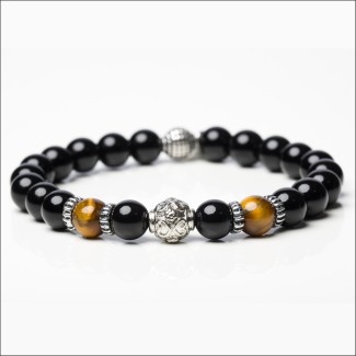 Men's Tassel Bracelet Black Elastic Woman - NIGHT OF LOVE