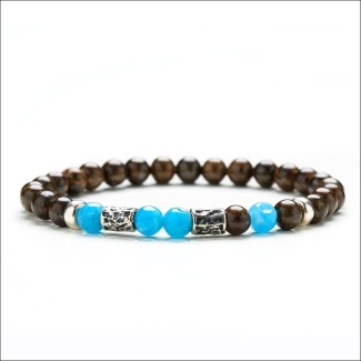 Brown und türkis elastische Frauen Quaste Armband - JACOB