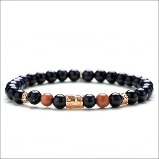 Schwarze und orange elastische Verband Männer Quaste Armband - MAXIM