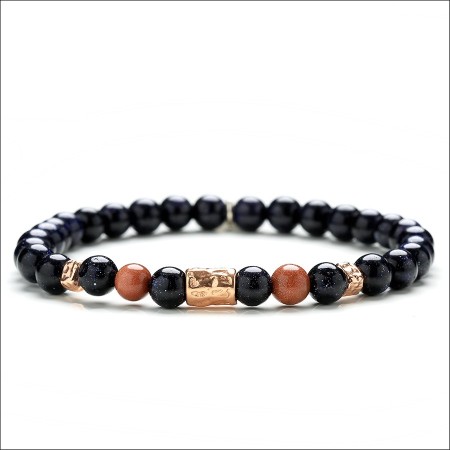 Schwarze und orange elastische Verband Männer Quaste Armband - MAXIM