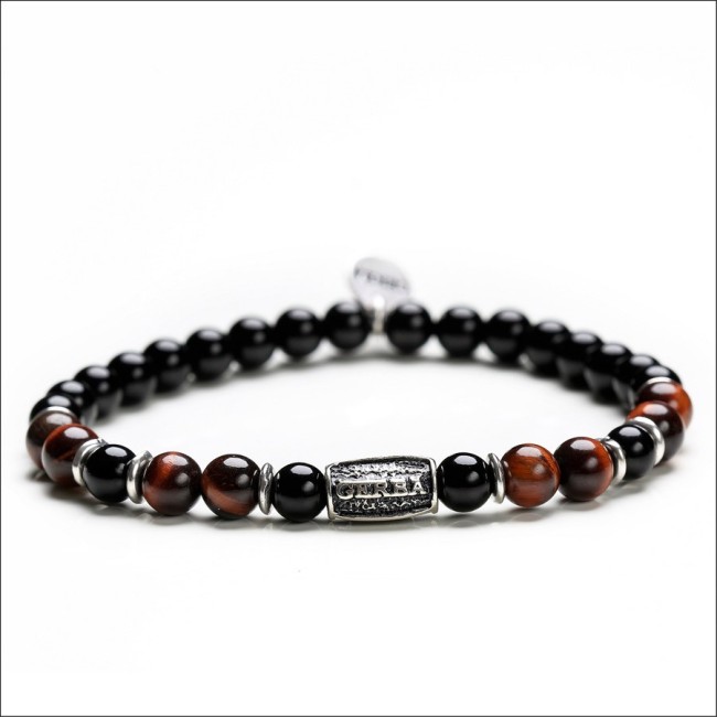 Bracciale Gerba uomo donna nero elastico - RED AND BLACK