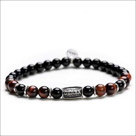 Damen-Troddel-Armband schwarzes Gummiband - ROT UND SCHWARZ