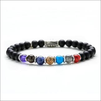 Men's Tassel Bracelet multicolor elastic band - BLACK COLORS
