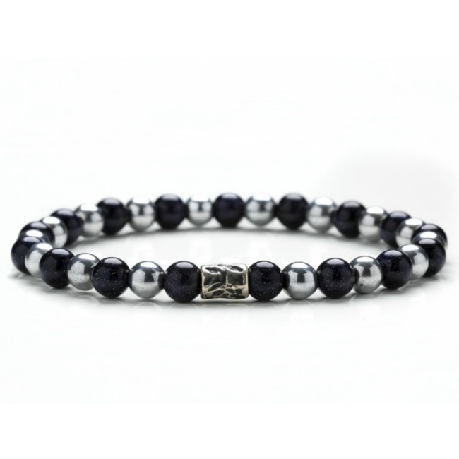 Black and gray elastic black men's tassel bracelet - DANIEL