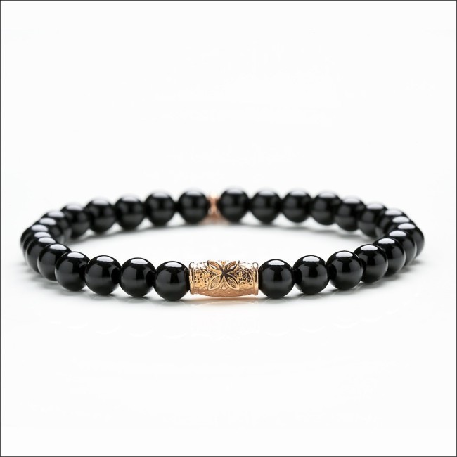 Bracciale Gerba uomo donna nero elastico - BLACK SPIRIT ROSE'