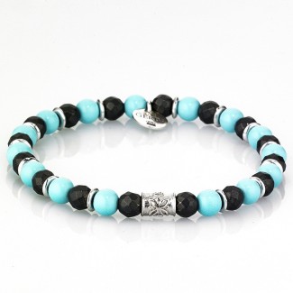 Turquoise and black elastic women's Tassel bracelet - JIMMI