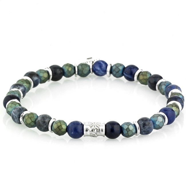 Tungsten bracelet blue and green elastic woman - ALEX