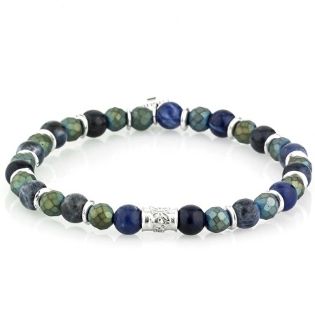 Bracciale Gerba uomo donna blu e verde elastico - ALEX