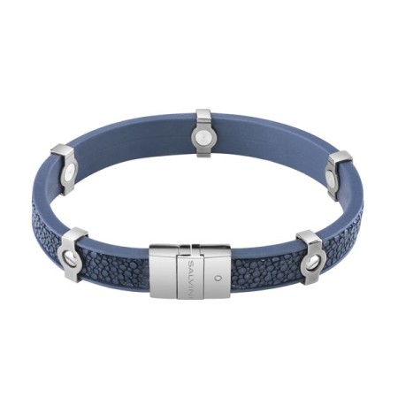 Bracciale Salvini linea Ray in argento e pelle di razza blu-  20073496