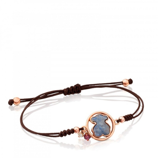 Tous line Armband Goldene Camilla in blauem Dumortierit mit Schnürsenkel