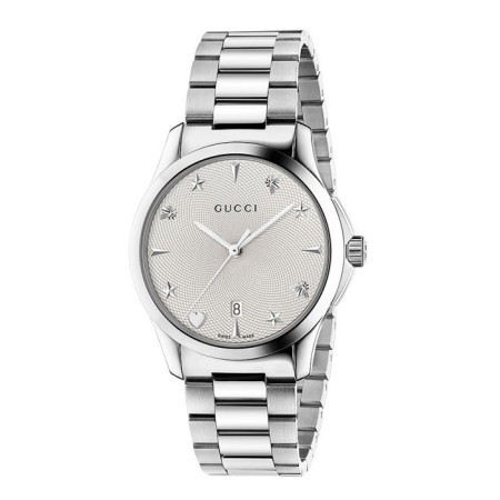 Gucci Uhr G-Timeless Guilloche Silber Stahl Icons - YA1264028
