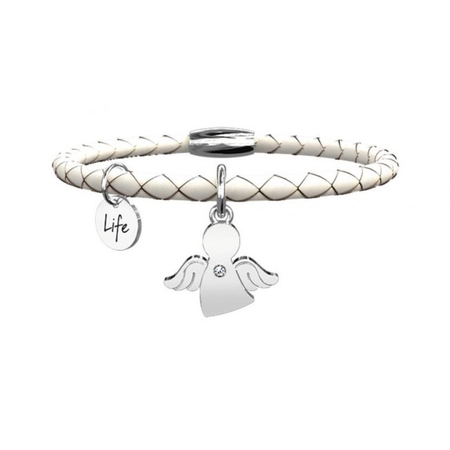 Kidult Frau Armband Engel Weiß Leder Wache - 231522