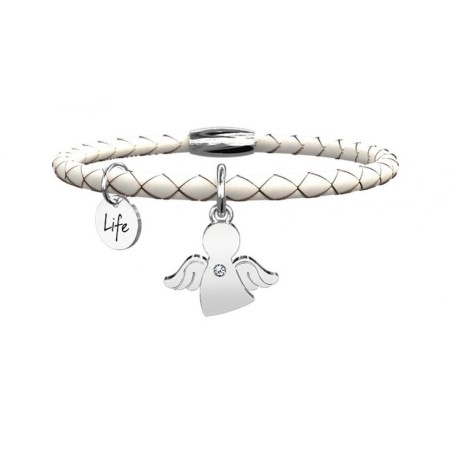 Kidult Frau Armband Engel Weiß Leder Wache - 231522