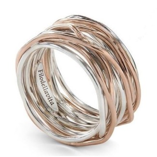 Dreizehn Draht Filodellavita Ring in Silber und Rosa Gold - AN13AR