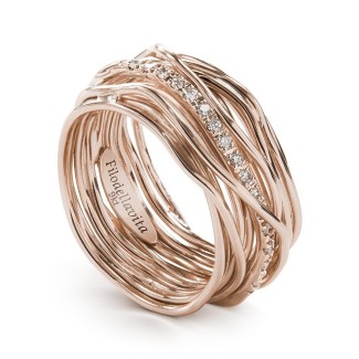Thirteen wires in pink gold and diamonds Filodellavita ring - AN13RBT