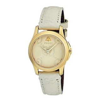 Gucci Uhr G-Timeless Unterschrift Klein Weiß Leder - YA126580