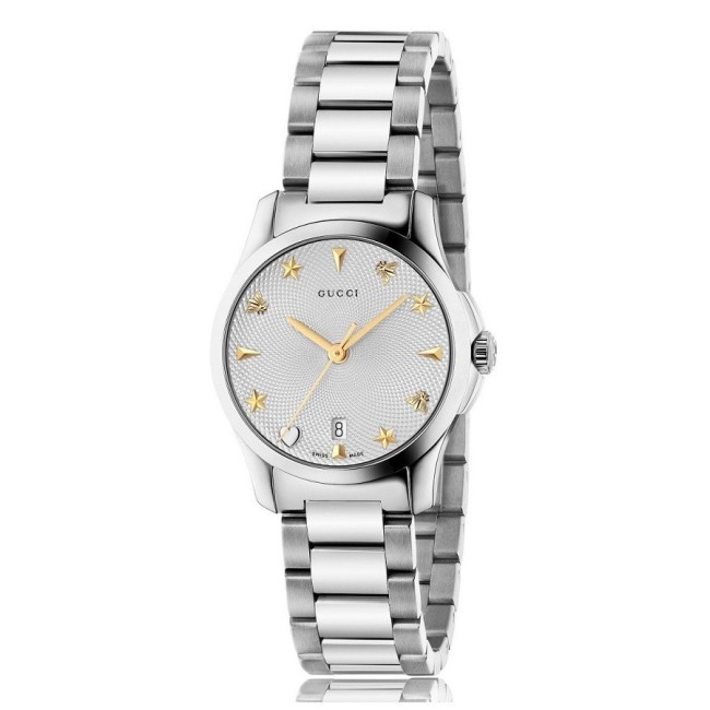 Gucci G-Timeless Medium silver Guilloche milanese-YA126572