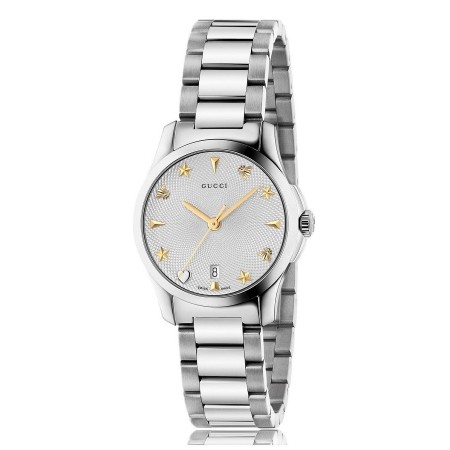 Orologio Gucci G-Timeless Medium Guilloche silver milanese - YA126572