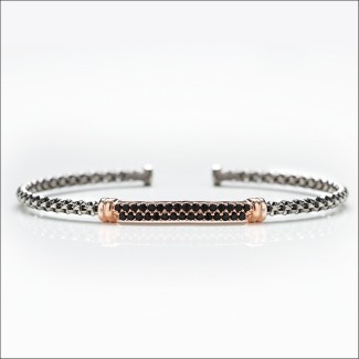 Bracciale Gerba in argento rigido con pietre nere - 3050ROSE'