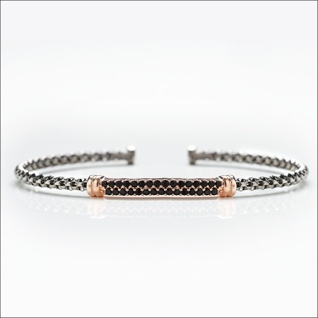 Armband Hartes Sterling Silber Gerba mit schwarzen Steinen - 3050ROSE '