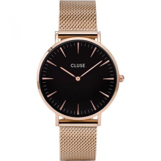 Geschlossene Damenuhr La Bohème Mesh schwarz rose- CL18113