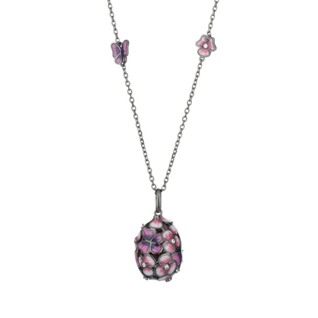 Tsars Tamara egg necklace in silver and lilac enamel