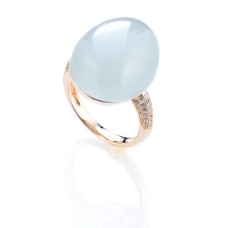 Ei Ring Tsars Olga Silber Rosé und himmlischer Stein