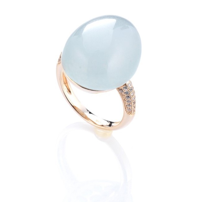 Ei Ring Tsars Olga Silber Rosé und himmlischer Stein