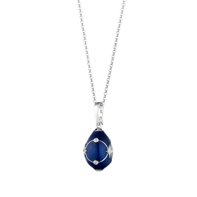 Collana uovo Tsars Anastasija ricamo blu 23929DBS