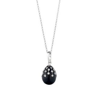 Egg Necklace TSARS Peter Carl with Black Enamel PF006BS