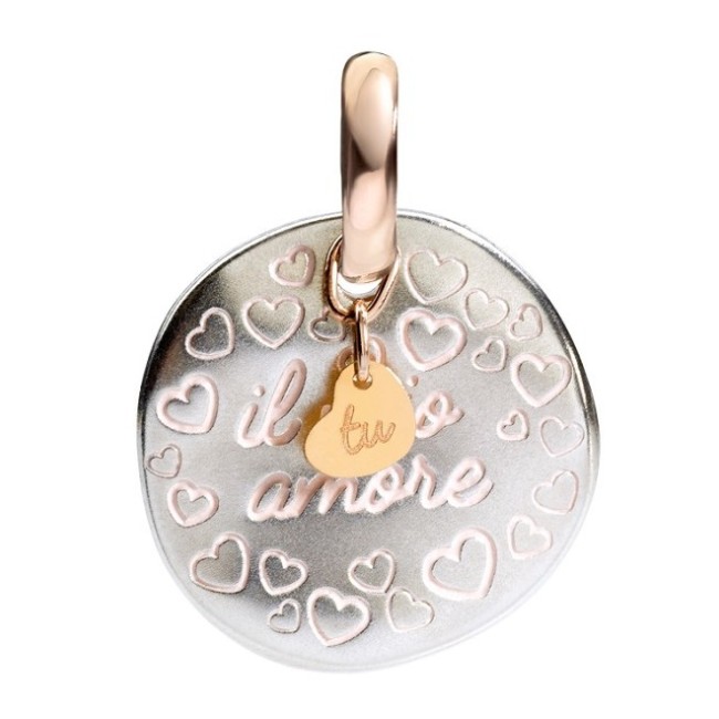 Ciondolo Moneta Tu il mio Amore Queriot in argento ed oro