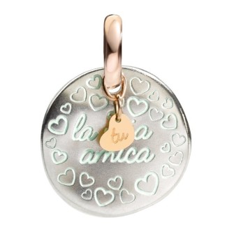 Ciondolo Moneta Tu la mia Amica Queriot in argento ed oro