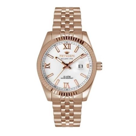 Orologio Pryngeps in acciaio rosè modello DateJust bianco A822R1