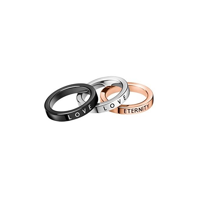 Ck Woman tris Rings plated three golds LOVE and ETERNITY engraved