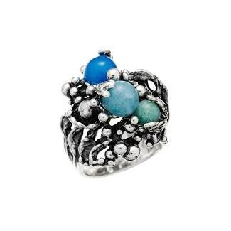 Silver ring with stones Giovanni Raspini, Oceano collection