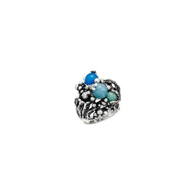 Silver ring with stones Giovanni Raspini, Oceano collection