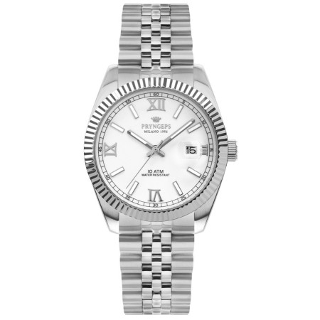 Pryngeps man watch in steel DateJust model white - A821  