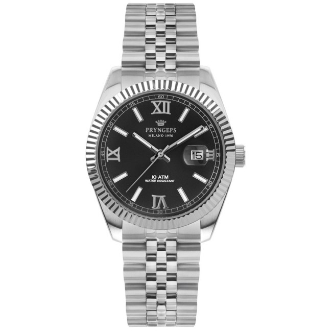 Pryngeps man watch in steel DateJust model, black - A821