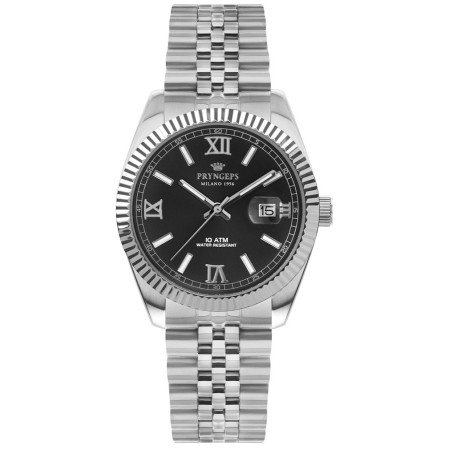 Pryngeps man watch in steel DateJust model, black - A821